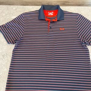 Under Armour Heat Gear Men's Polo Shirt in Navy and Red Stripes-Large